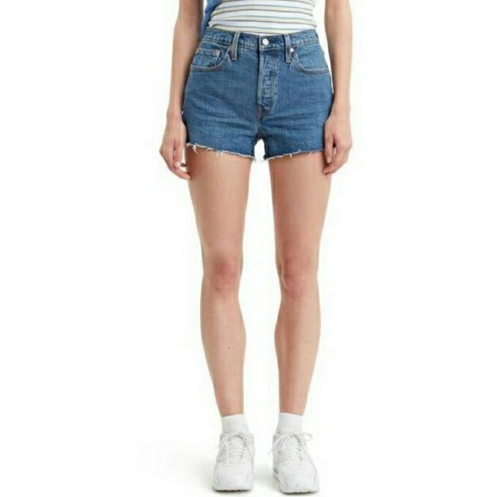 Levi’s High Waisted 501 Cut Off Denim Jean Shorts Button Fly SZ 31